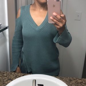 Rock republic pastel green shoulder cut/ v-neck